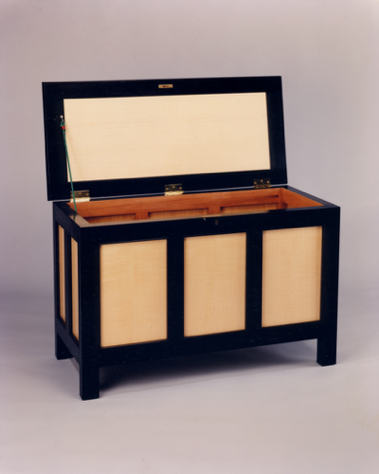 Chest open, showing mahogany interior. Chest open, showing mahogany interior.